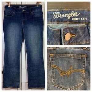 Wrangler Boot Cut Jeans Women's Dark Wash Denim Pants Size 11x32 (32x30.5)‎